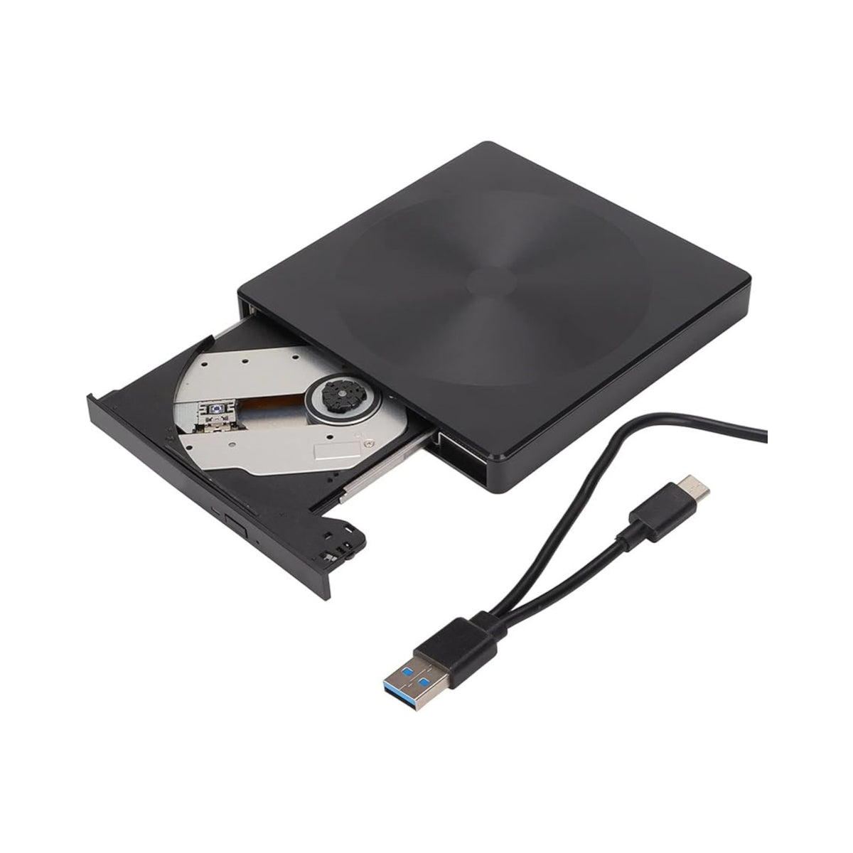 Portable USB 3.0 and USB-C CD/DVD Writer Black