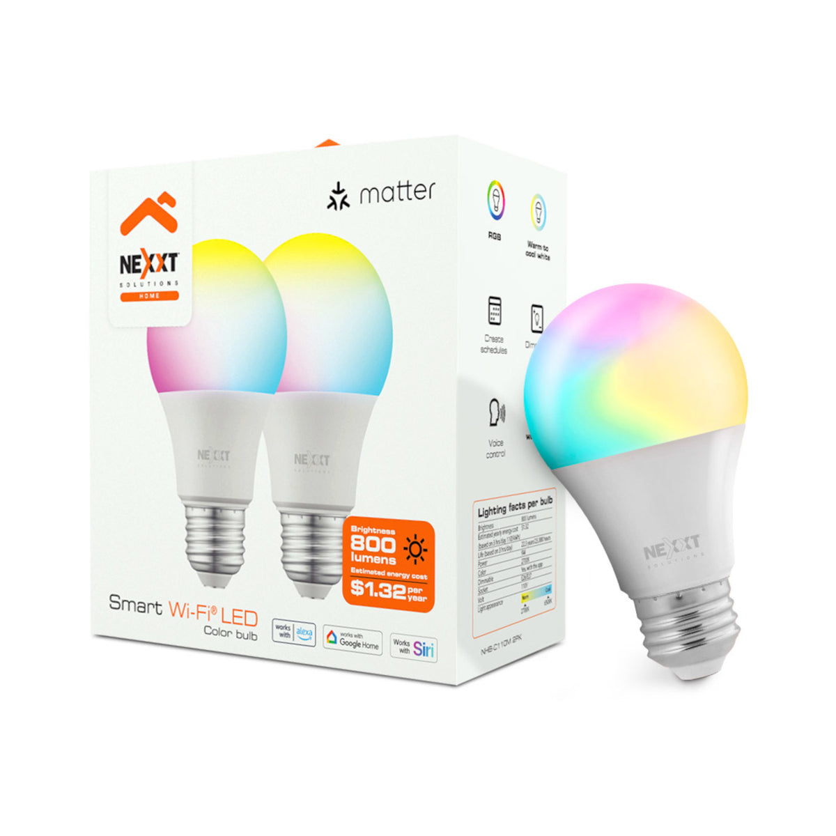 Nexxt Wi-Fi LED Color Lamp 2 Pack
