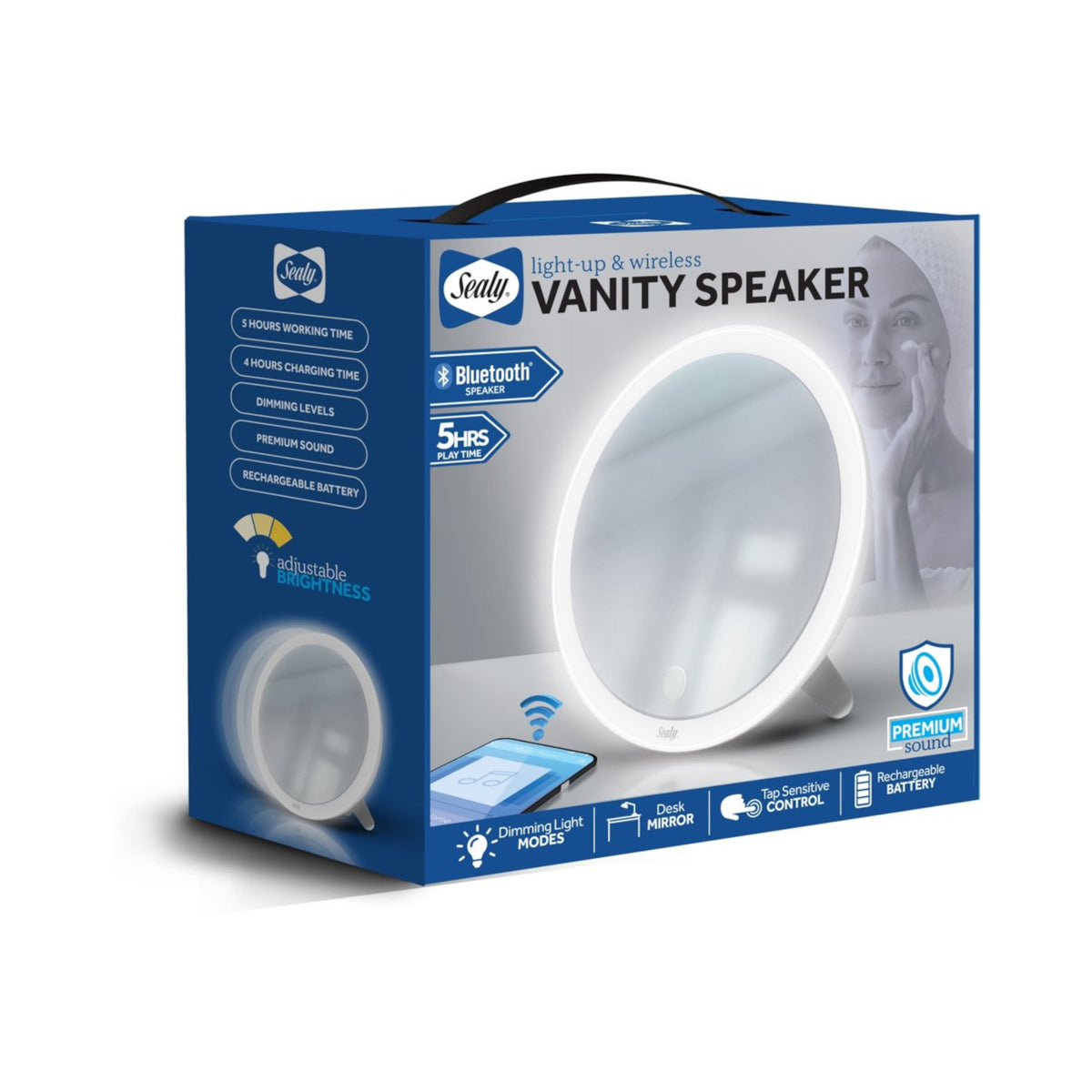 Sealy LED Light Wireless Mirror Bluetooth Speaker