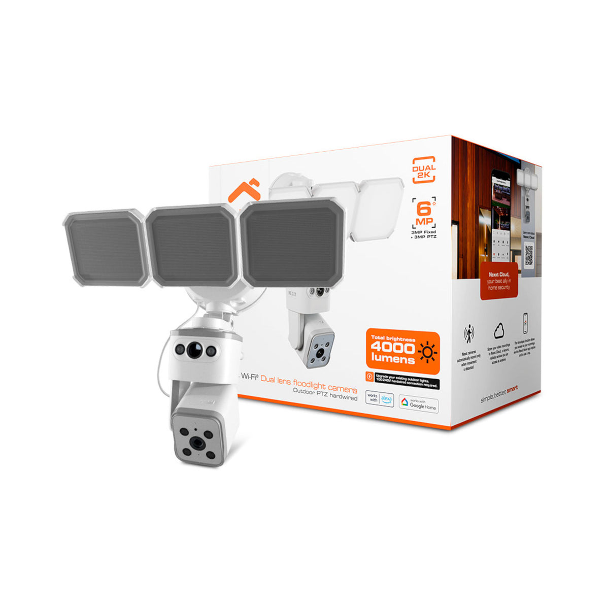 Nexxt NHC-FP50DL 2K Dual-Lens Floodlight PTZ Cam