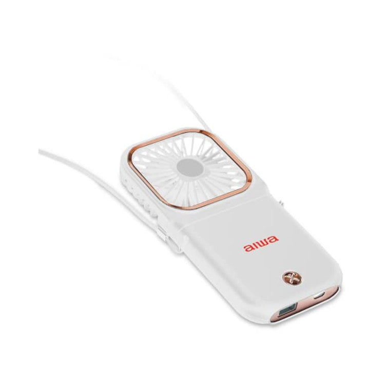 Aiwa 4,000 mAh Power Bank Fan 3-Speed White