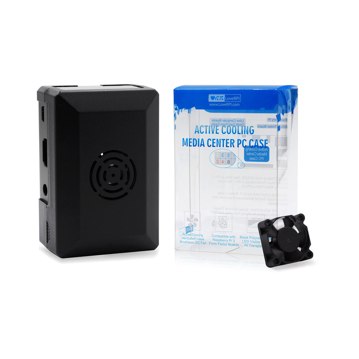 LoveRPi Active Cooling Media Center PC Case Black