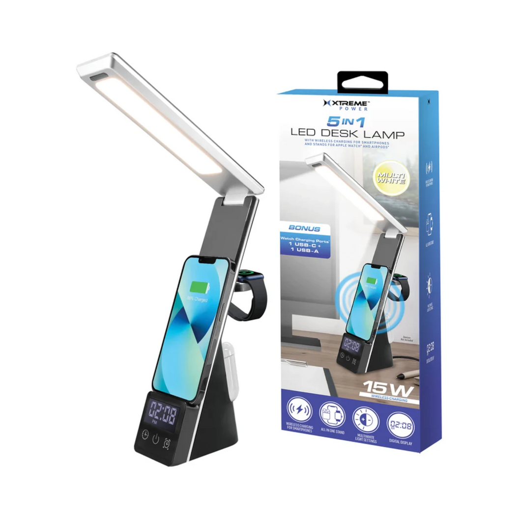 Xtreme 5 in 1 LED Desk Lamp 15W Wireless Charger