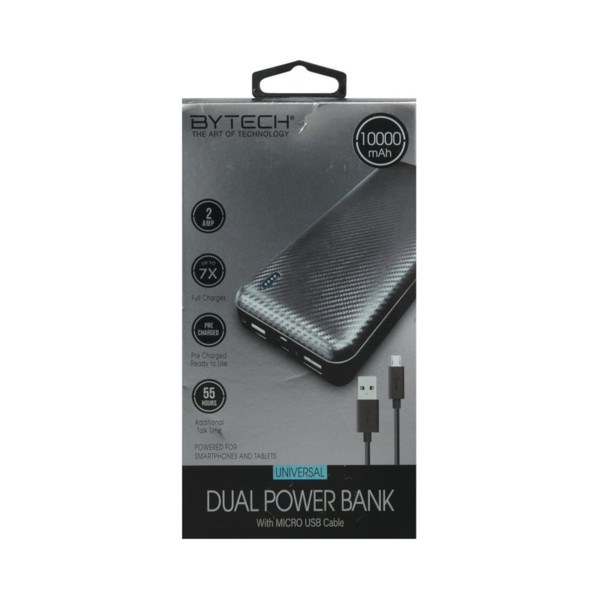 Bytech 10,000 mAh 3-Output Power Bank Black