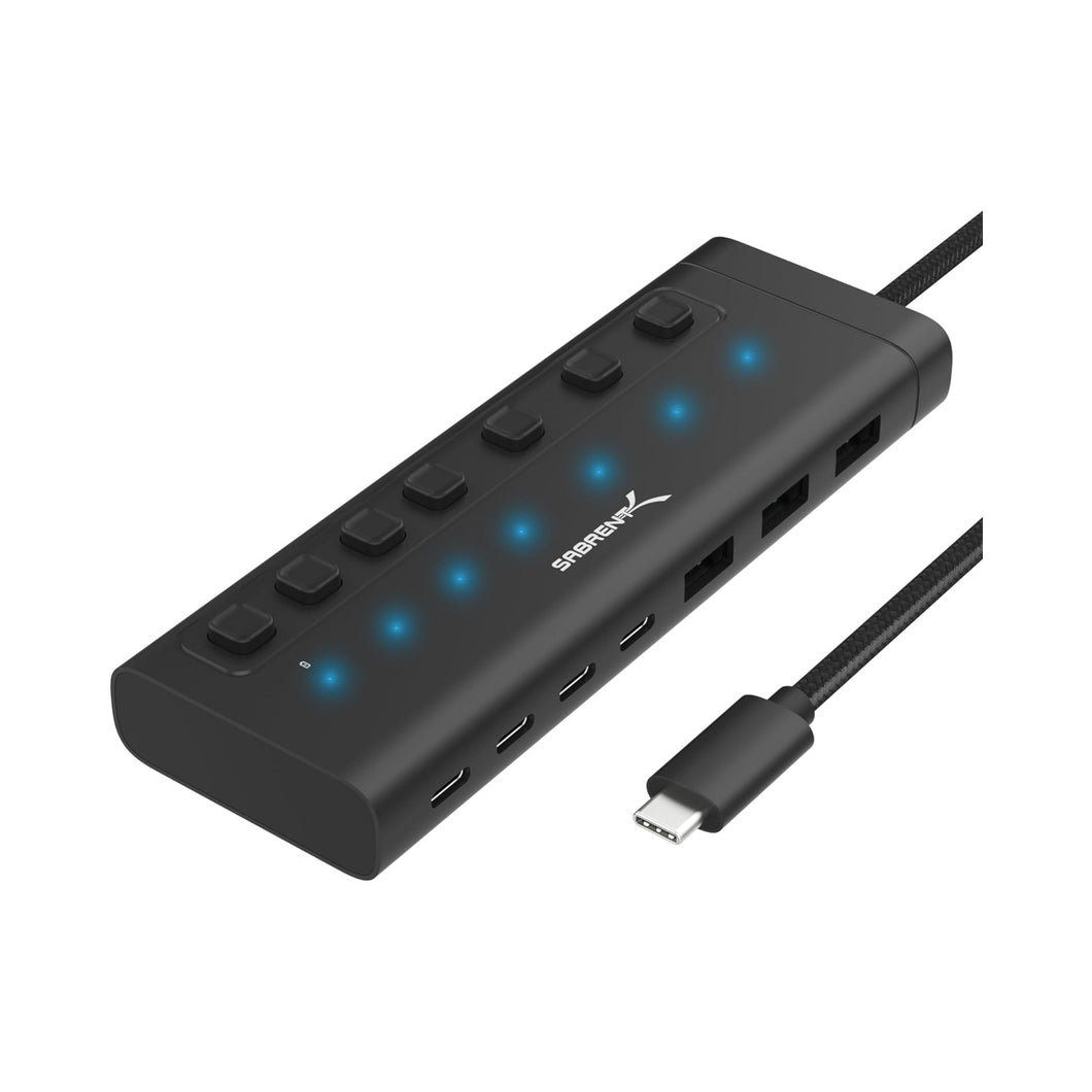 Sabrent HB-3A4C 7-port Powered USB-C Hub with Switch