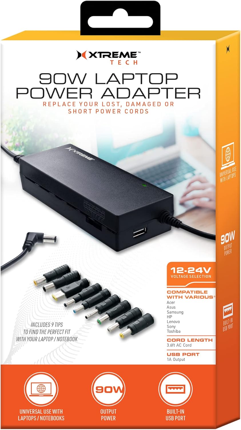 Xtreme 90W Universal Laptop Adapter USB Port