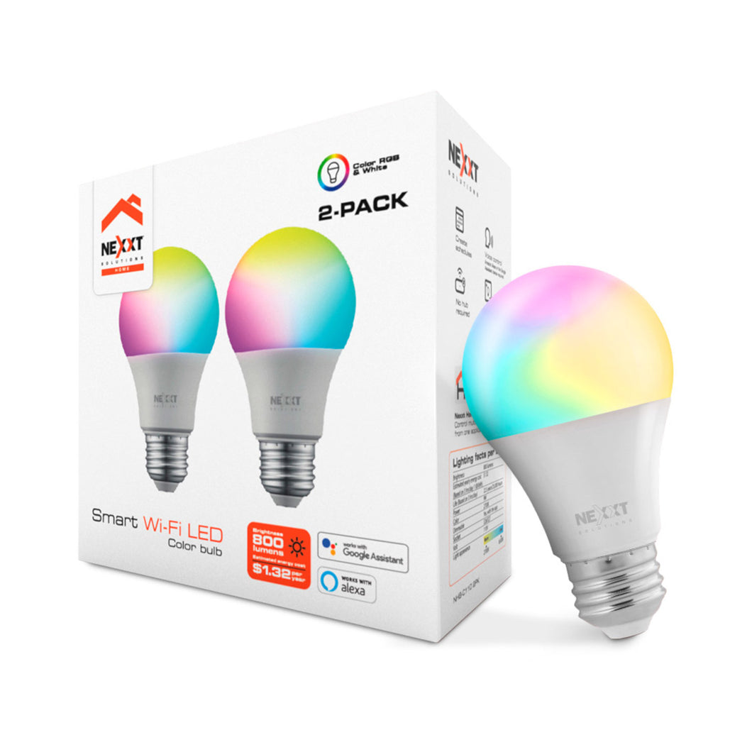 Nexxt Home NHB-C110 2PK Smart LED Bulb RGB Color