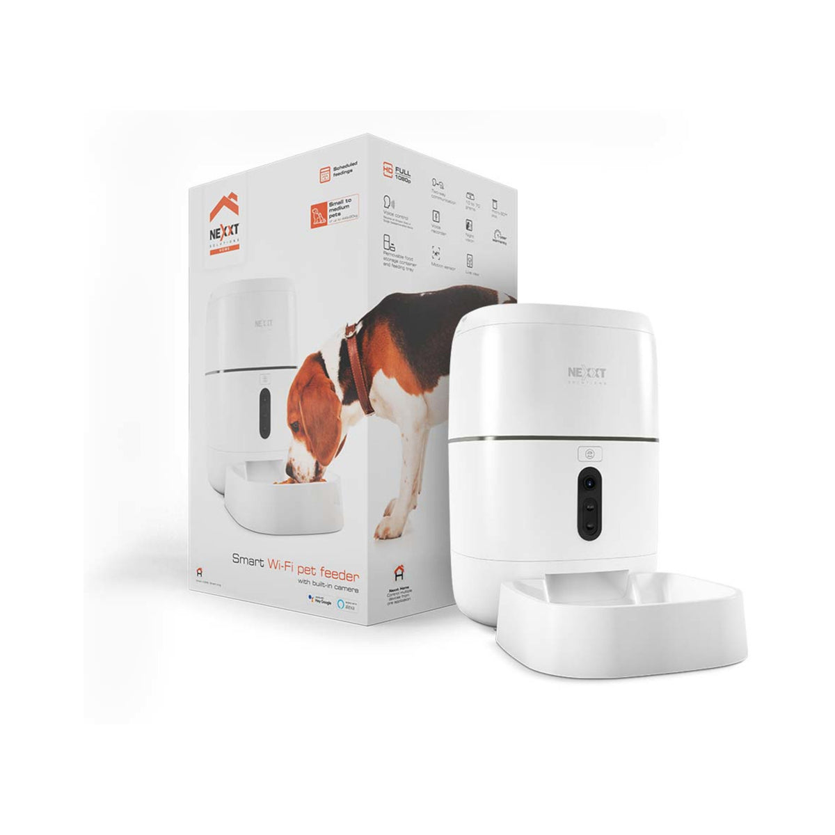 Nexxt Smart Wi-Fi Pet Feeder with 1080p Camera
