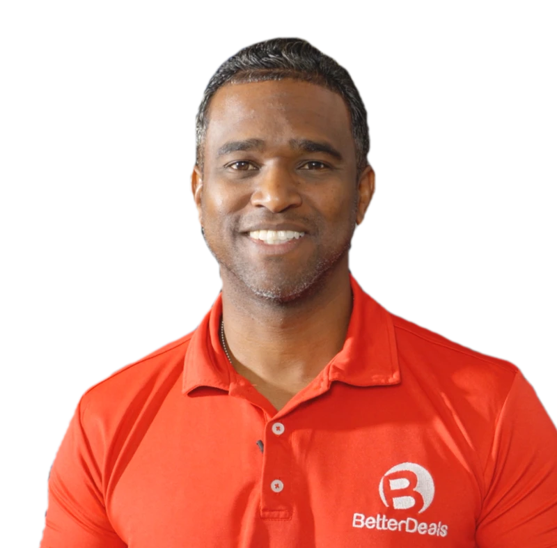 Better Deals sales team member in a red polo
